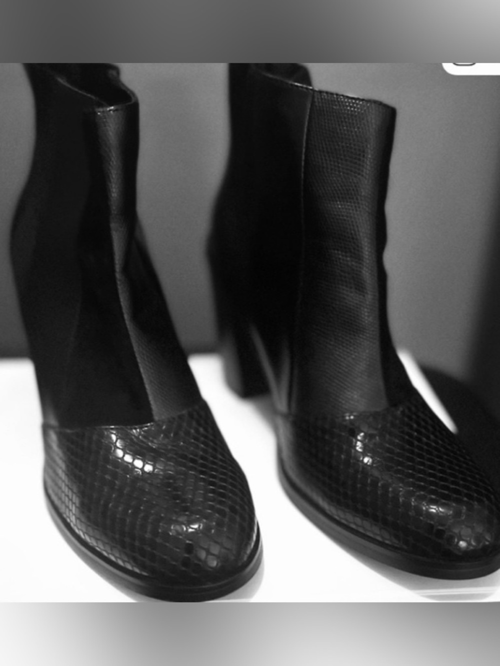 “Reserved” Brand 
Black Leather Ankle Boots 
with Heels. Size: 7 
EUC - Picture 7 of 8